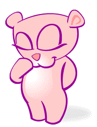 gif of a pink teddy bear blowing a heart